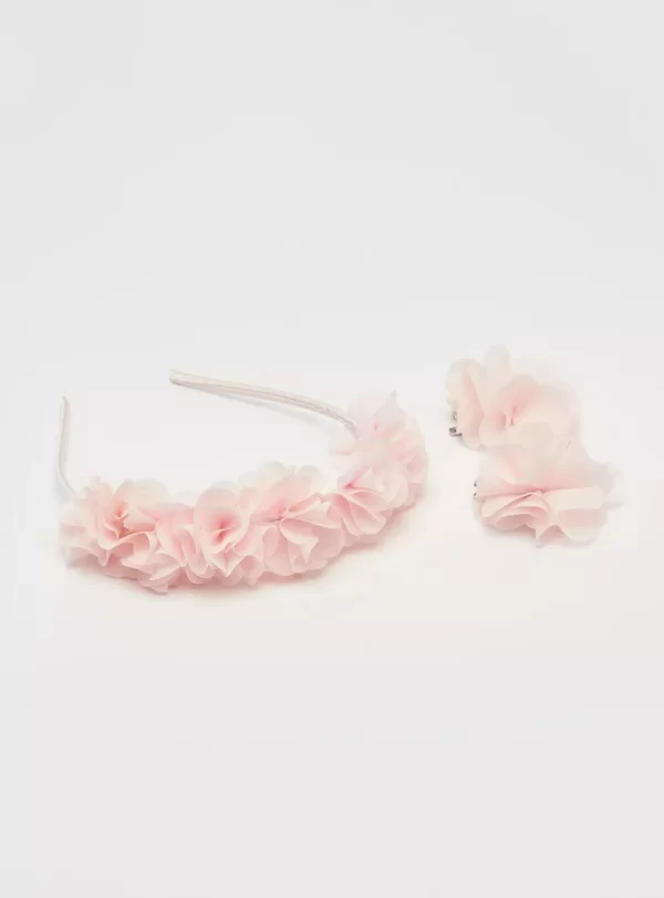 Flora Bella 3-Piece Floral Accent Hairband and Hair Clip Set