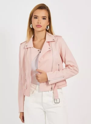 Styli Regular Fit Short Length Leather Look Biker Jacket